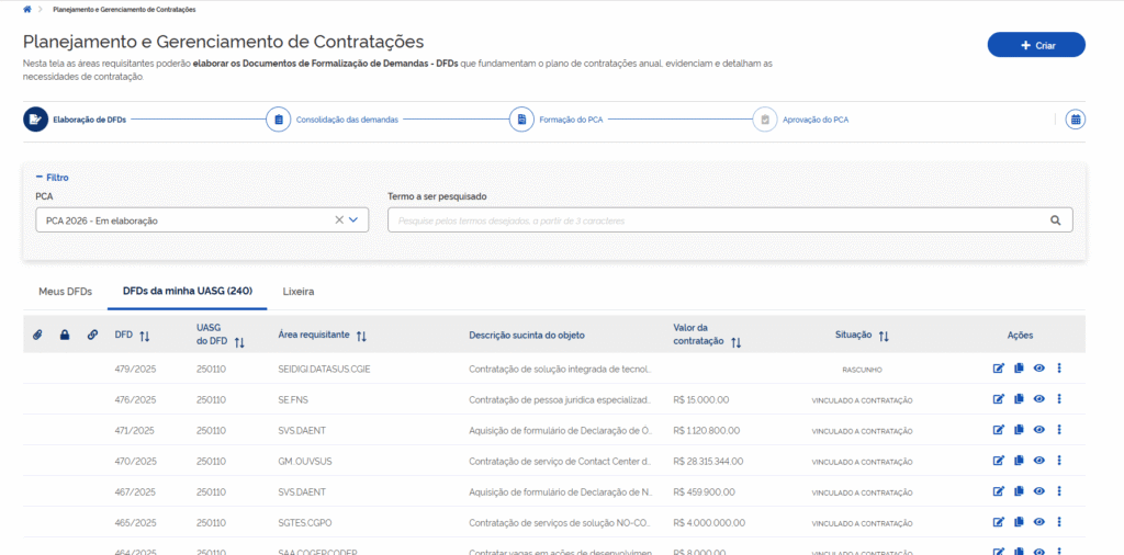 tela inicial compras